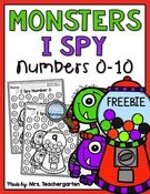 Monsters I Spy Numbers 0-10.