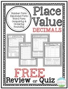 Decimals Place Value Quiz Review., Teacher Idea