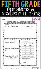 Fifth Grade Operations & Algebraic Thinking Printable.