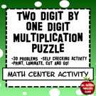 Multiplication Math Center Two digit by One Digit.