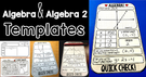 Algebra and Algebra 2 Warm-up Templates.