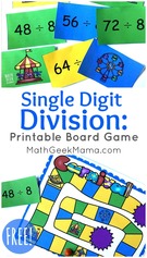 Single Digit Division Game for Grades 3-5.