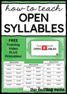How to Teach Open Syllables.