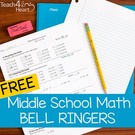 Bell Ringers Middle School Math Single Set (Review Practice)