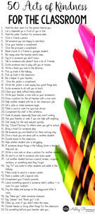 50 Acts Kindness Classroom., Teacher Idea